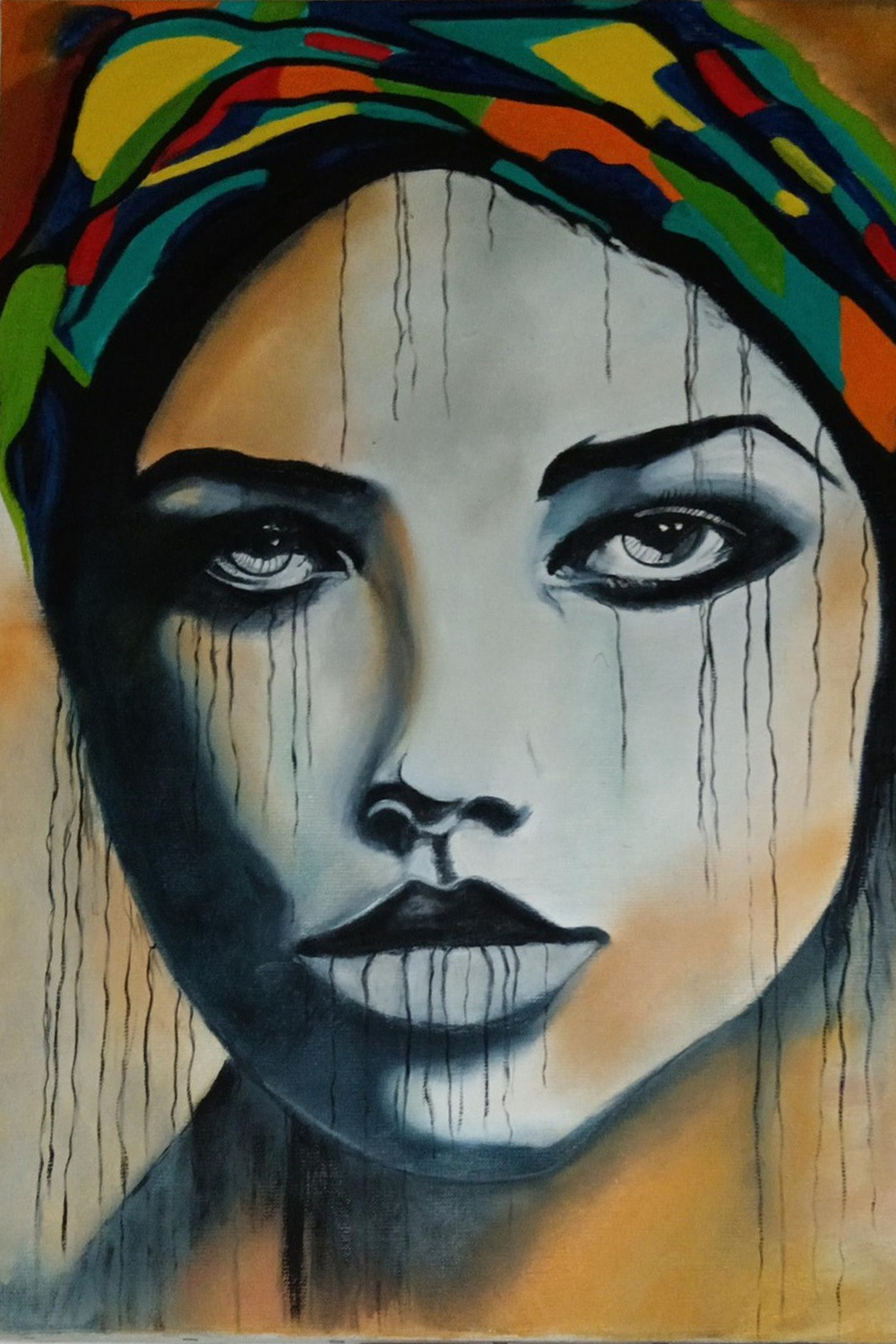 Visage aux douces couleurs, peinture de Muriel